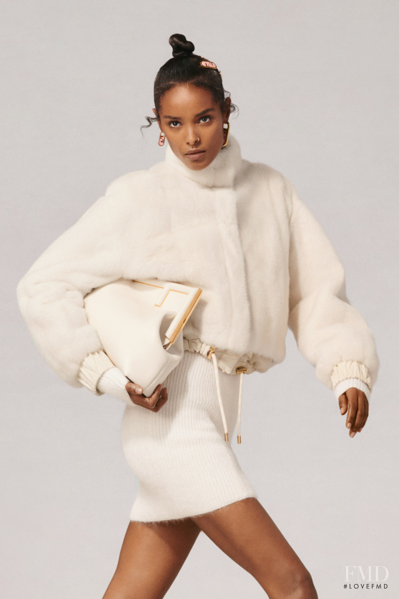 Malika Louback featured in  the Fendi lookbook for Resort 2022