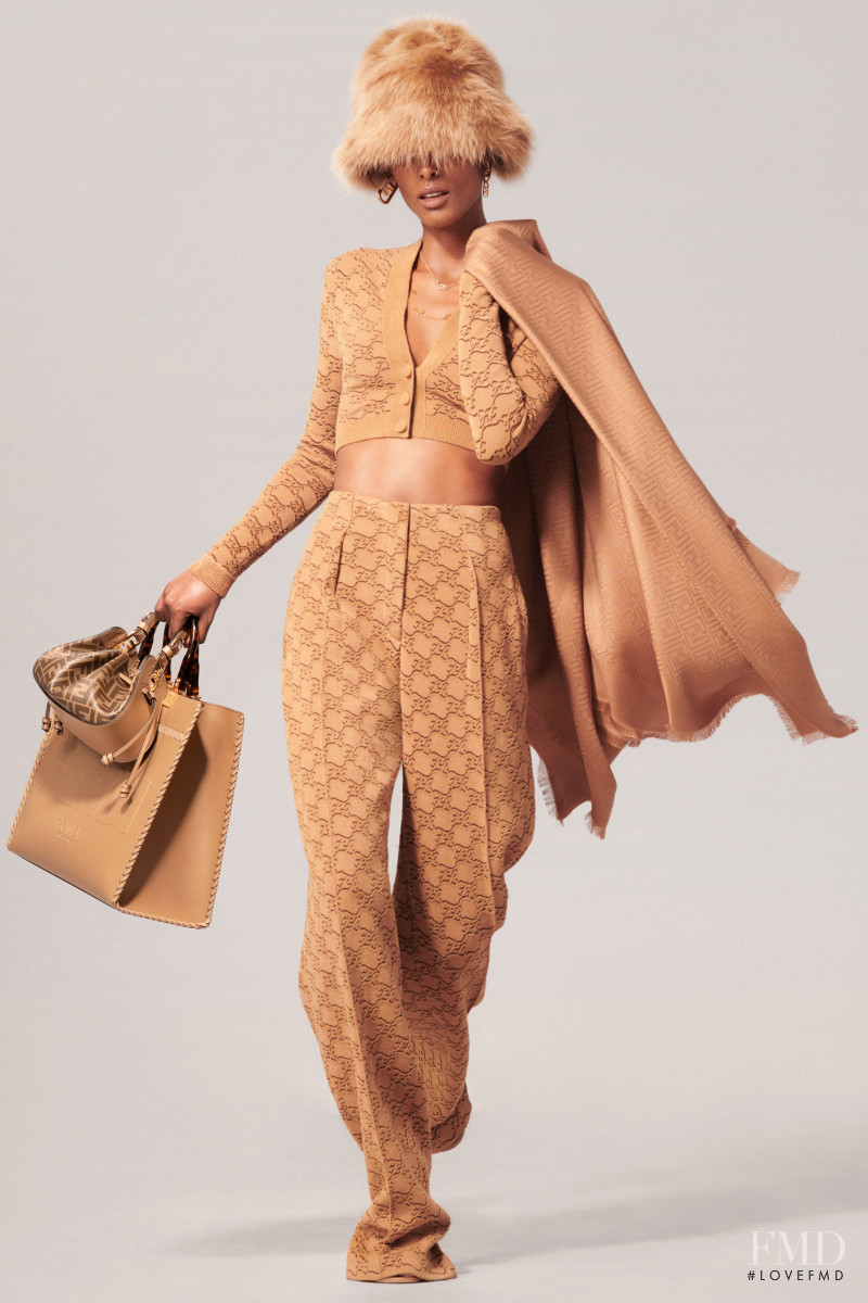 Malika Louback featured in  the Fendi lookbook for Resort 2022