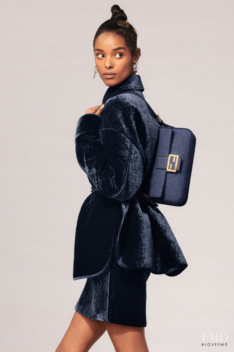 Malika Louback featured in  the Fendi lookbook for Resort 2022