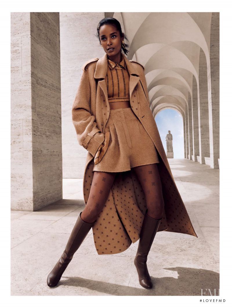 Malika Louback featured in  the Fendi Fendi Fall Winter 21 Womenswear advertisement for Autumn/Winter 2021