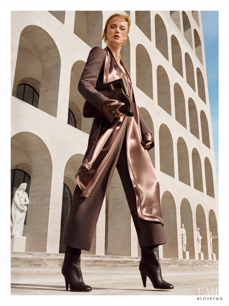 Rianne Van Rompaey featured in  the Fendi Fendi Fall Winter 21 Womenswear advertisement for Autumn/Winter 2021