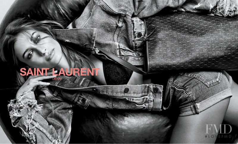 Hailey Baldwin Bieber featured in  the Saint Laurent Denim advertisement for Autumn/Winter 2021