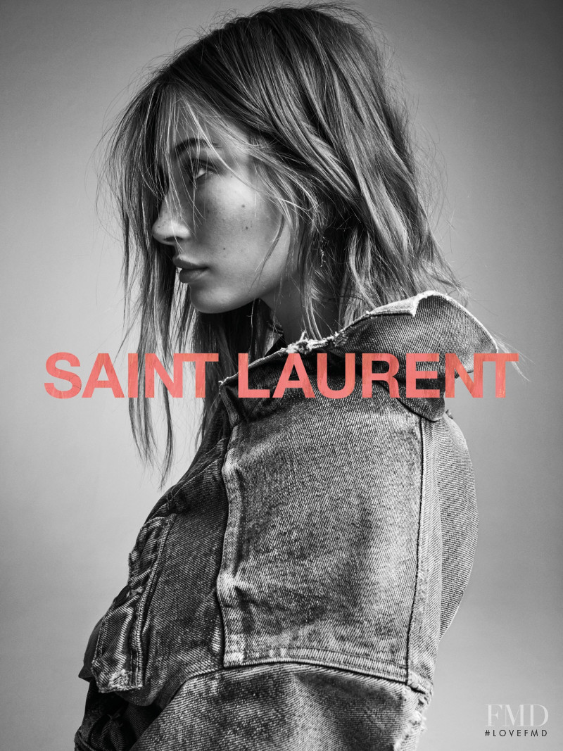 Hailey Baldwin Bieber featured in  the Saint Laurent Denim advertisement for Autumn/Winter 2021