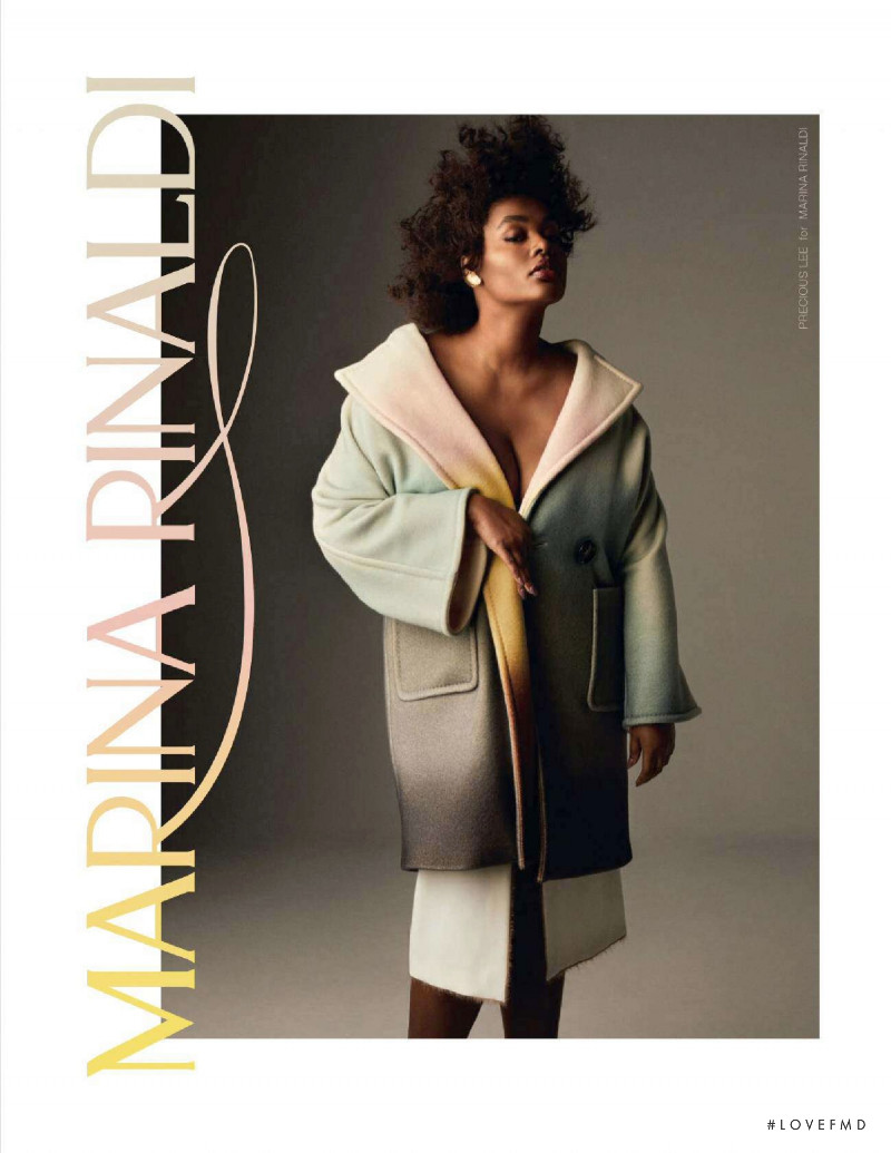 Precious Lee featured in  the Marina Rinaldi advertisement for Autumn/Winter 2021