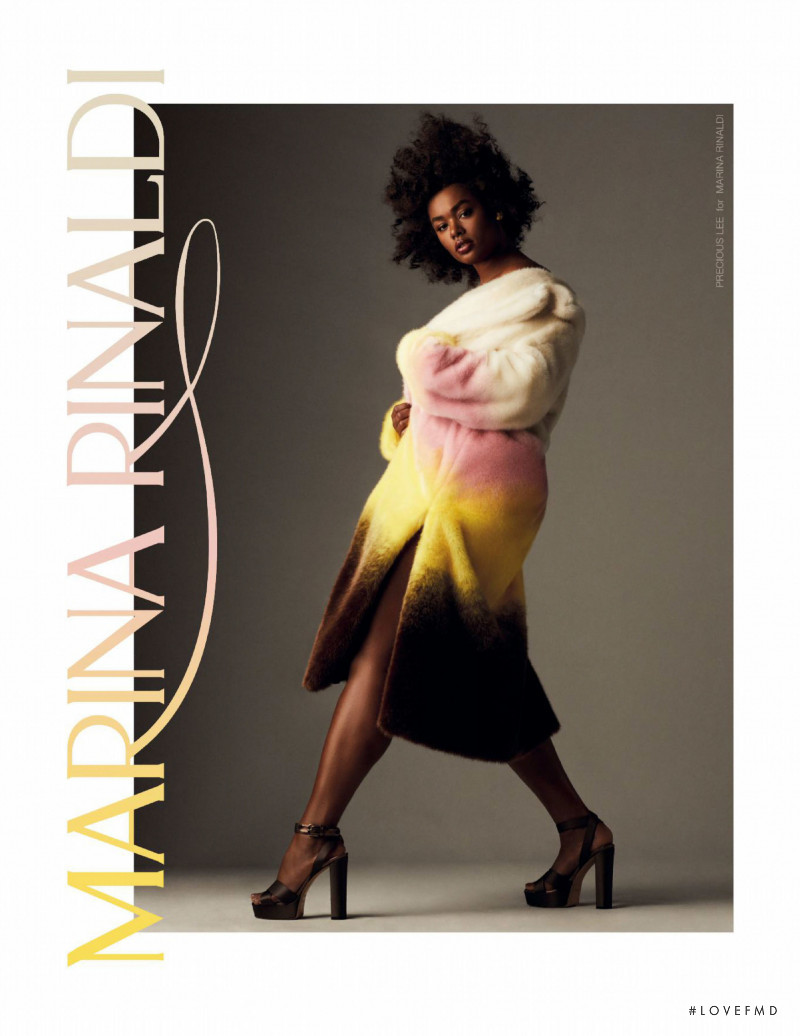 Precious Lee featured in  the Marina Rinaldi advertisement for Autumn/Winter 2021