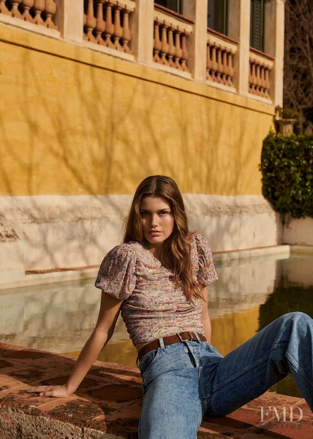 Luna Bijl featured in  the Mango Warm Lights lookbook for Spring/Summer 2021