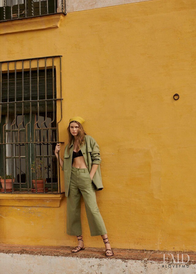 Luna Bijl featured in  the Mango Warm Lights lookbook for Spring/Summer 2021