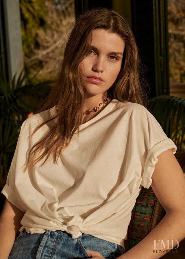 Luna Bijl featured in  the Mango Warm Lights lookbook for Spring/Summer 2021