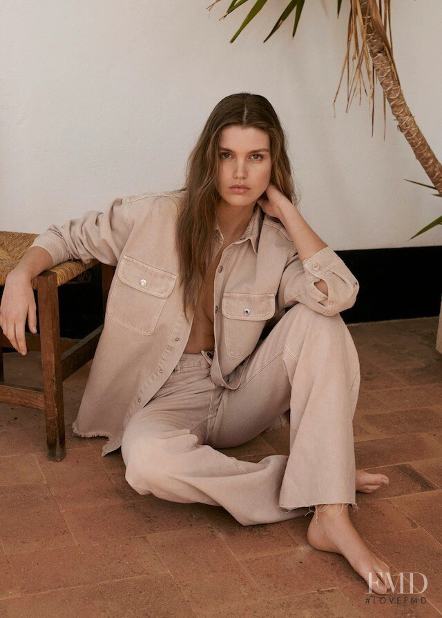 Luna Bijl featured in  the Mango Warm Lights lookbook for Spring/Summer 2021