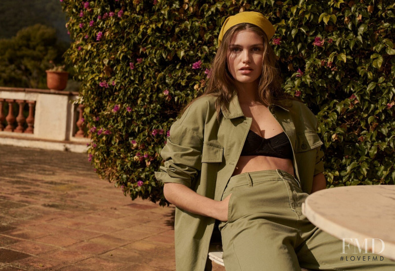 Luna Bijl featured in  the Mango Warm Lights lookbook for Spring/Summer 2021