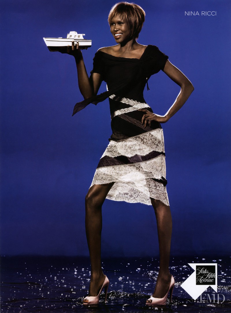 Alek Wek featured in  the Saks Fifth Avenue advertisement for Spring/Summer 2011