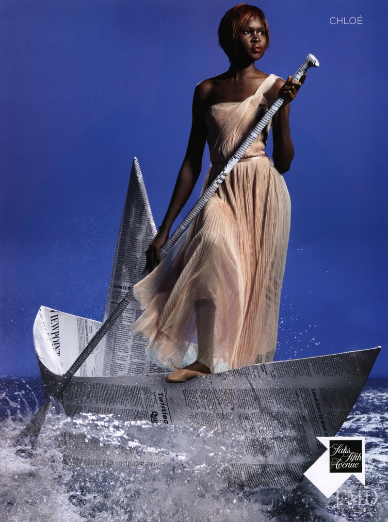 Alek Wek featured in  the Saks Fifth Avenue advertisement for Spring/Summer 2011