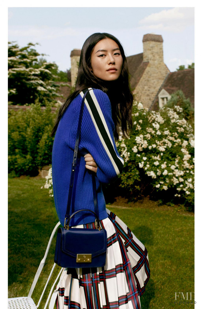 Liu Wen featured in  the Tory Burch advertisement for Autumn/Winter 2017