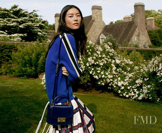 Liu Wen featured in  the Tory Burch advertisement for Autumn/Winter 2017