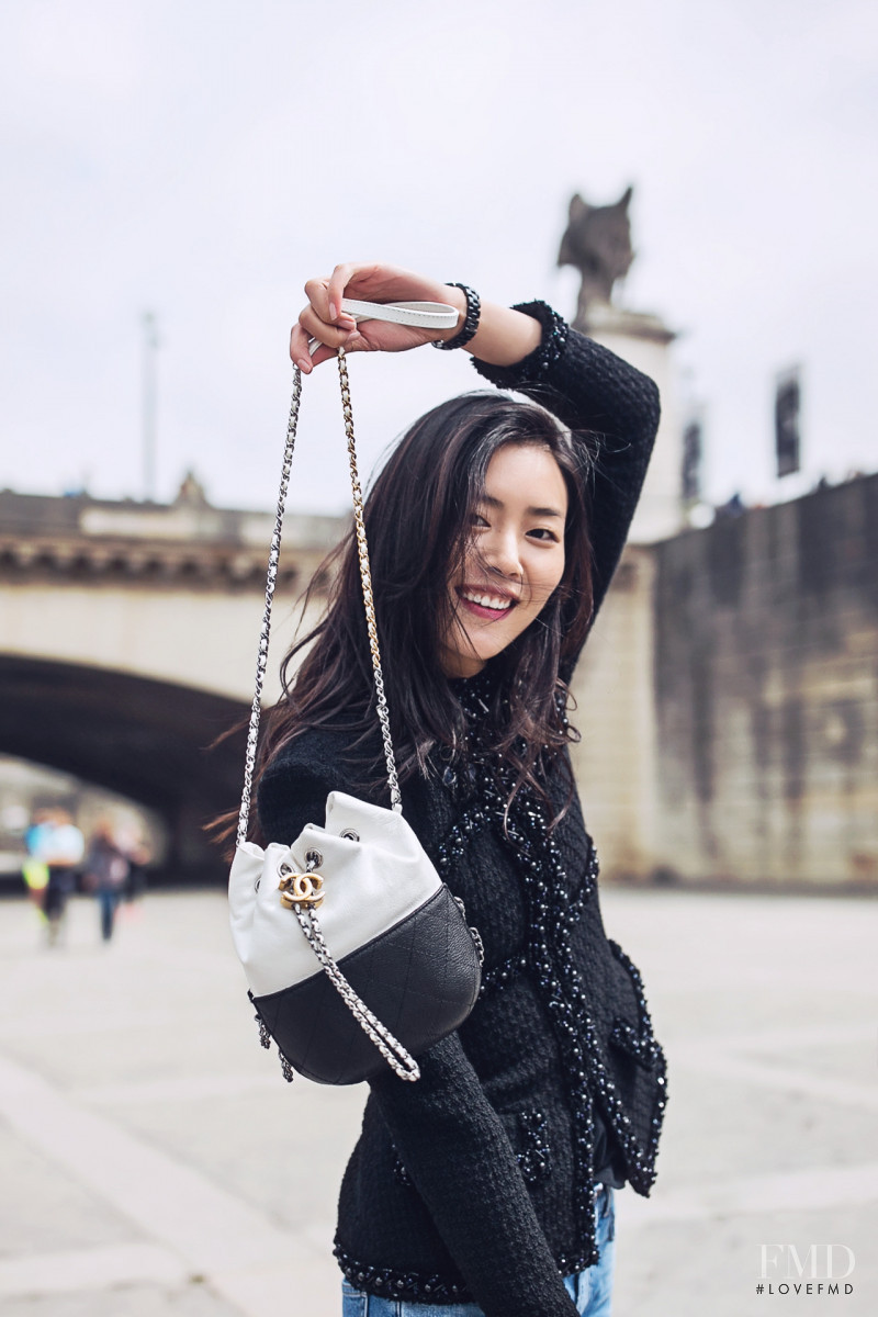 Liu Wen featured in  the Chanel Gabrielle Bag lookbook for Spring/Summer 2017