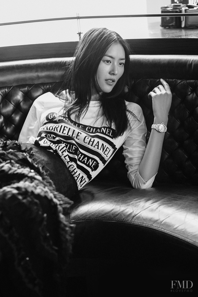 Liu Wen featured in  the Chanel Watches J12 lookbook for Summer 2017