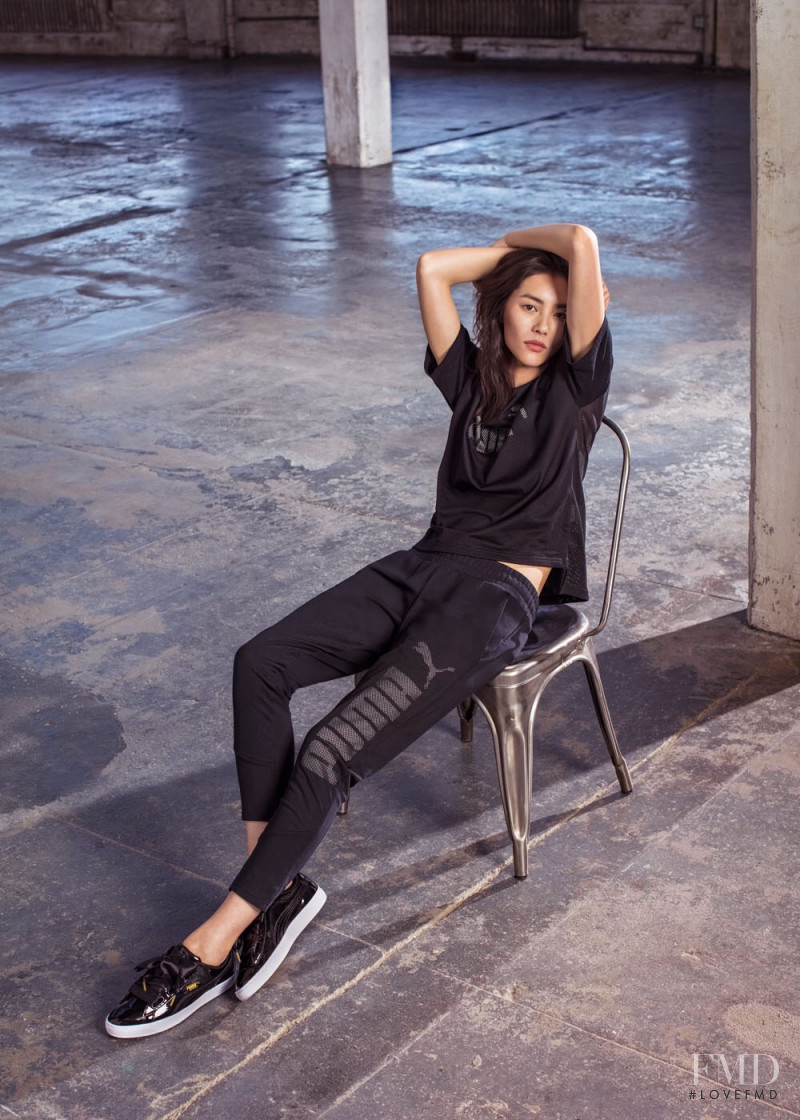 Liu Wen featured in  the PUMA Suede Heart advertisement for Spring/Summer 2017