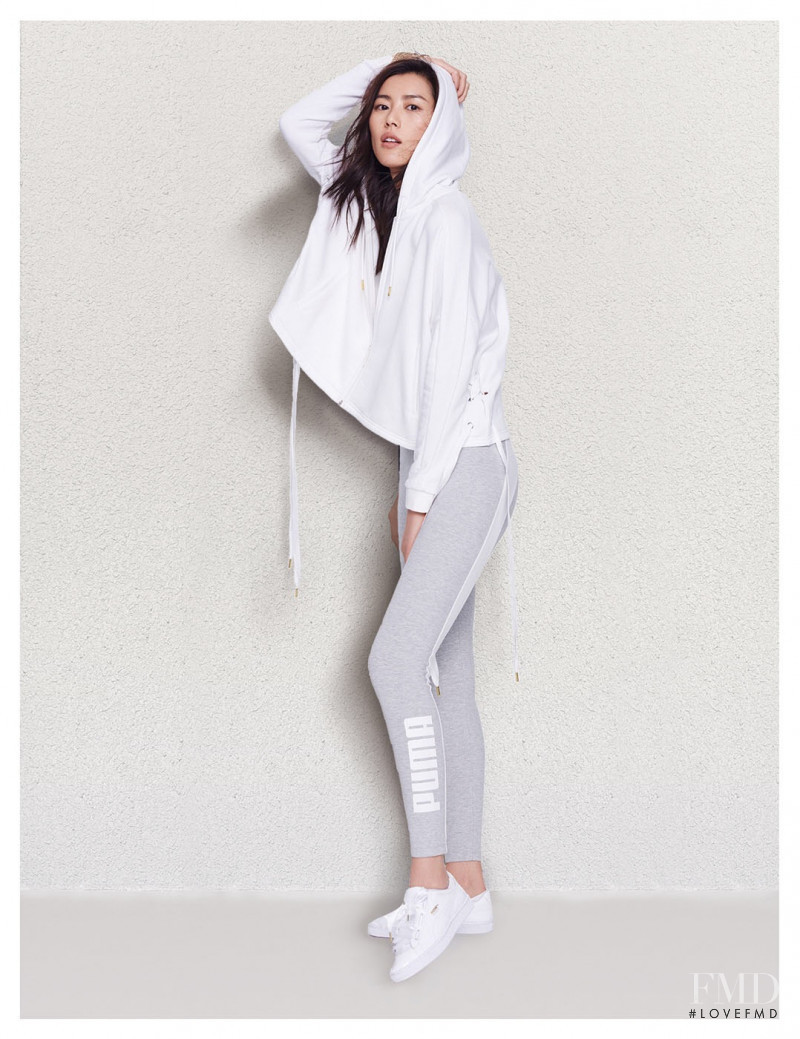Liu Wen featured in  the PUMA Suede Heart advertisement for Spring/Summer 2017
