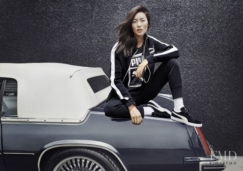 Liu Wen featured in  the PUMA All Star Suede advertisement for Spring 2017