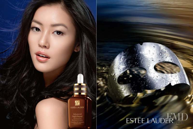 Liu Wen featured in  the Estée Lauder Advanced Night Repair Concentrated Recovery PowerFoil Mask advertisement for Spring/Summer 2016