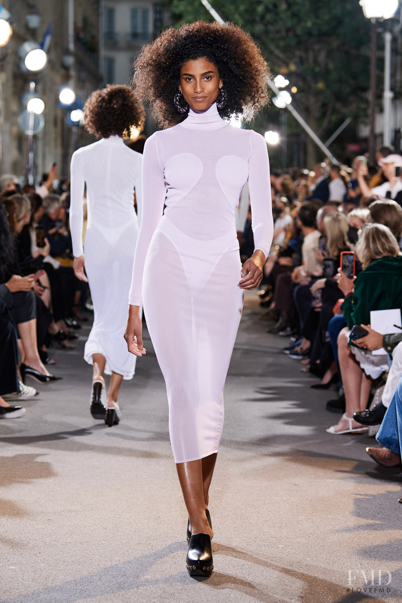 Imaan Hammam featured in  the Alaia fashion show for Spring/Summer 2022