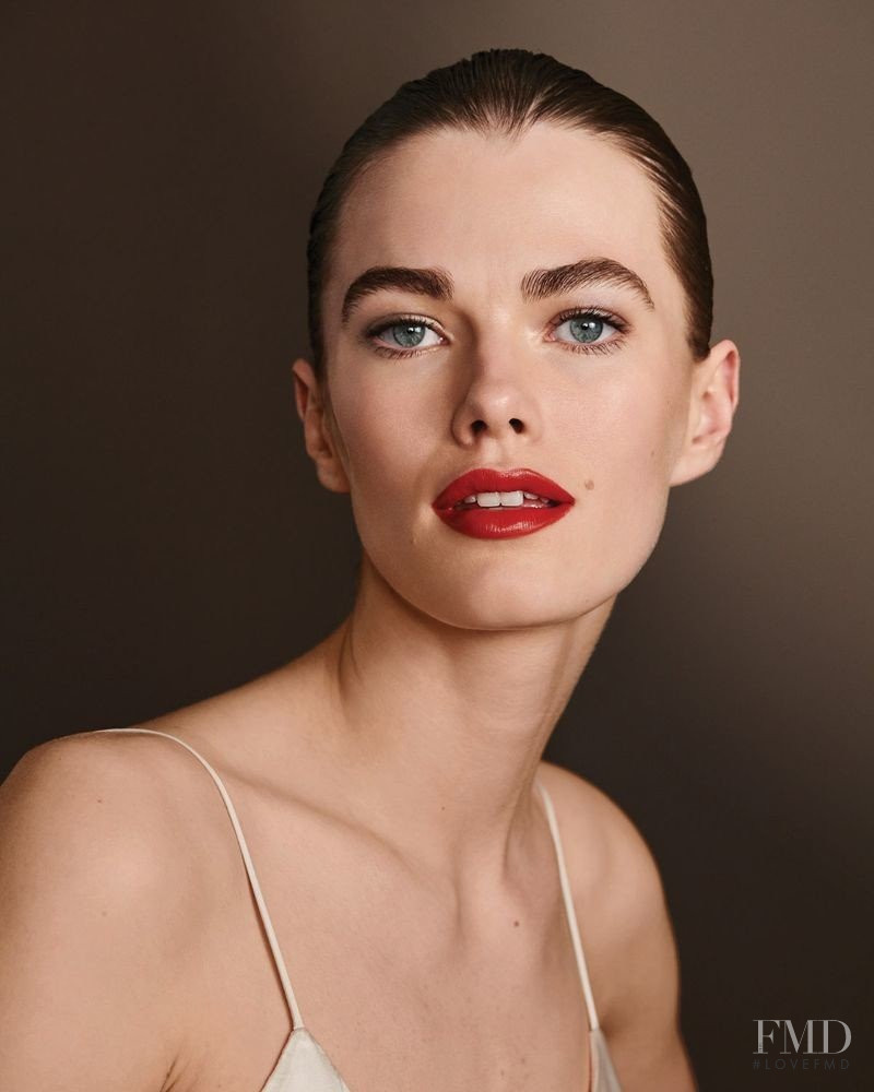 Mathilde Brandi featured in  the Bobbi Brown Luxe Lip  advertisement for Fall 2018