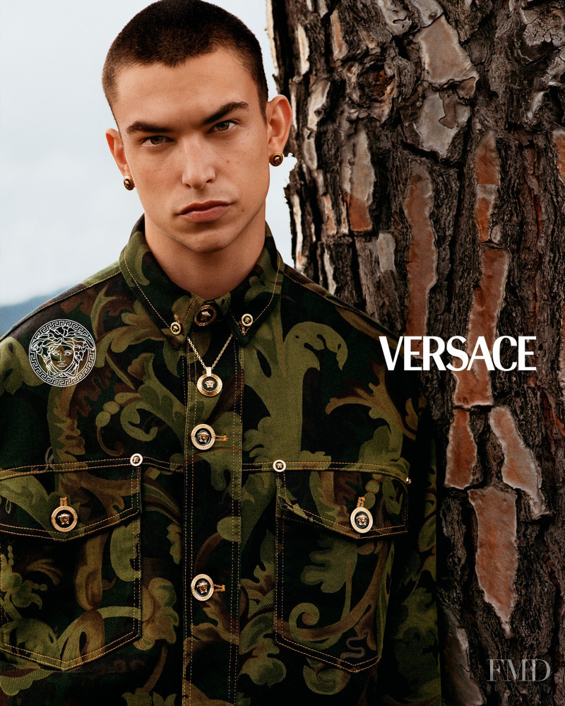 Simone Bricchi featured in  the Versace advertisement for Pre-Fall 2021