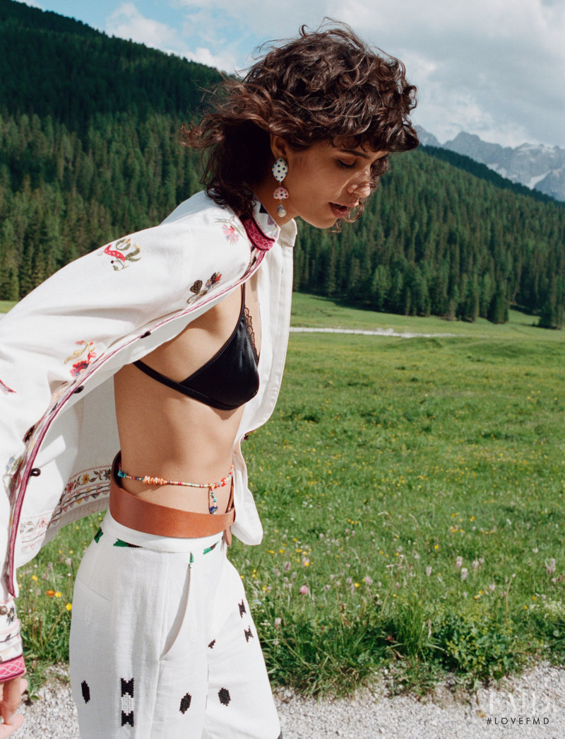 Mica Arganaraz featured in  the Zara Sulle Dolomiti lookbook for Spring/Summer 2021