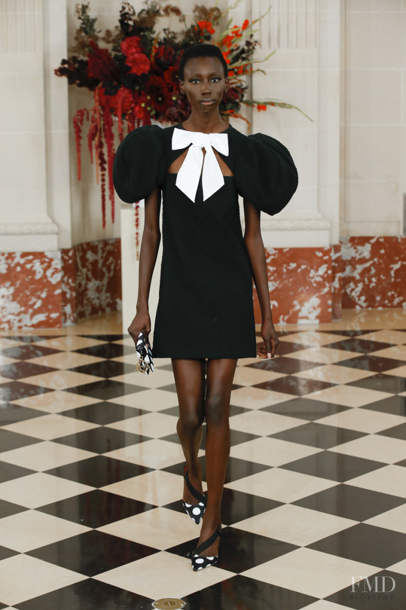 Alay Deng featured in  the Carolina Herrera fashion show for Spring/Summer 2022