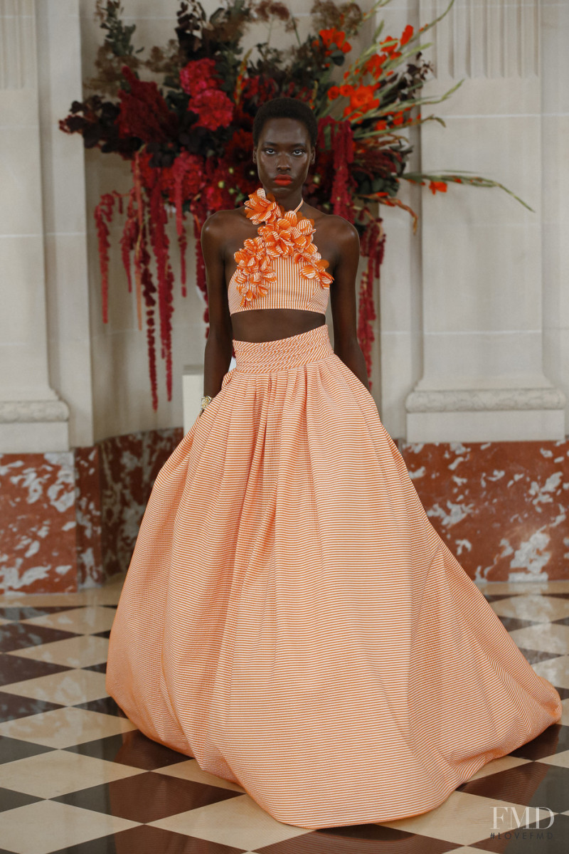 Awar Odhiang featured in  the Carolina Herrera fashion show for Spring/Summer 2022