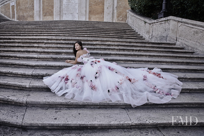 Bianca Balti featured in  the Alessandro Angelozzi Bridal Collection lookbook for Spring/Summer 2015