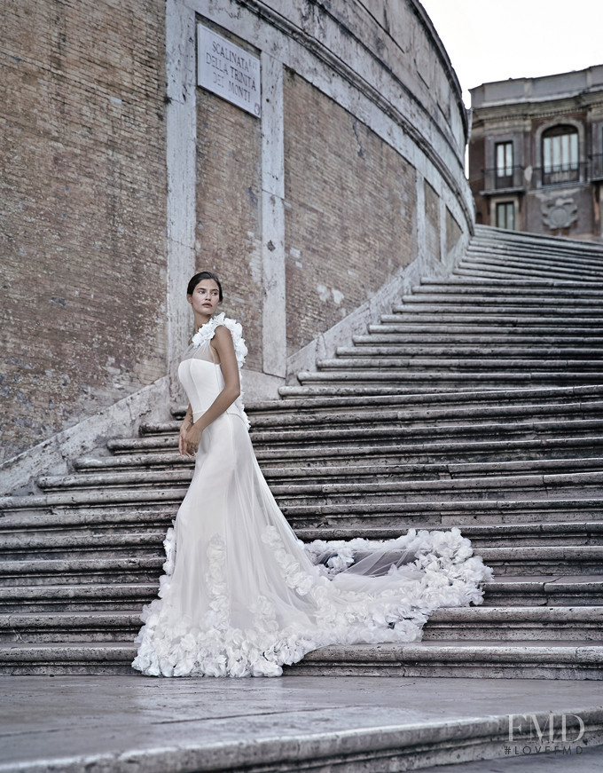 Bianca Balti featured in  the Alessandro Angelozzi Bridal Collection lookbook for Spring/Summer 2015