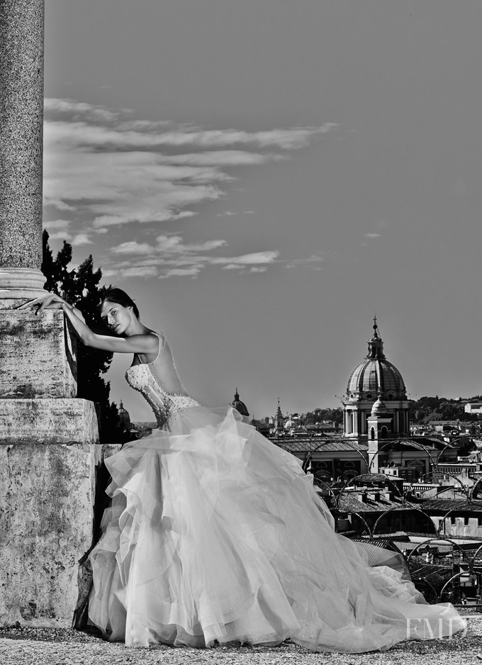 Bianca Balti featured in  the Alessandro Angelozzi Bridal Collection lookbook for Spring/Summer 2015