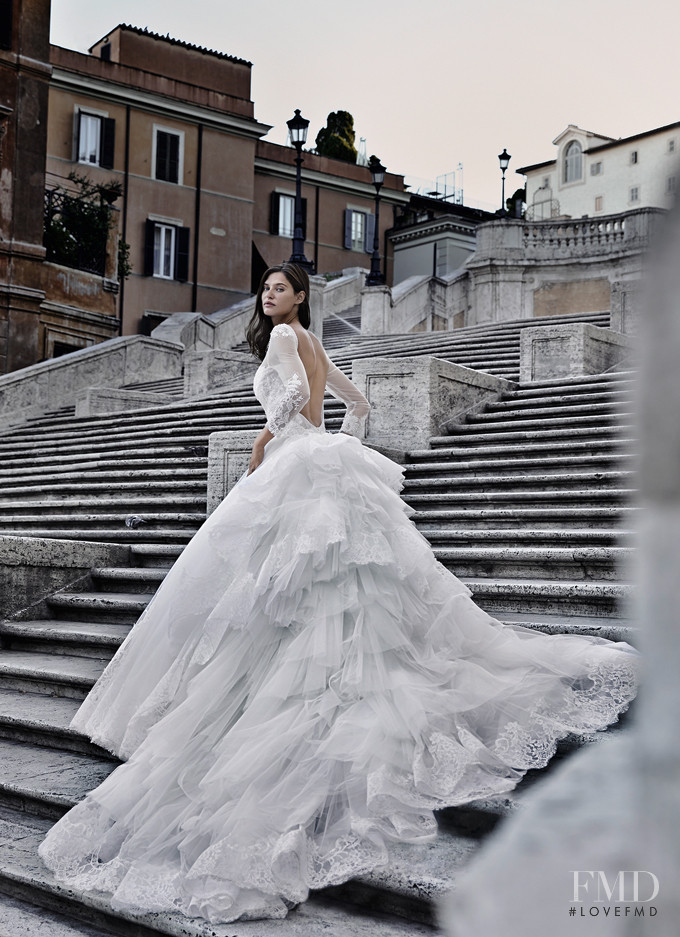 Bianca Balti featured in  the Alessandro Angelozzi Bridal Collection lookbook for Spring/Summer 2015