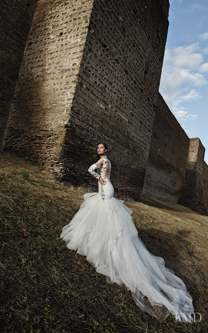 Bianca Balti featured in  the Alessandro Angelozzi Bridal Collection lookbook for Spring/Summer 2015