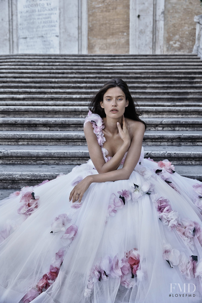 Bianca Balti featured in  the Alessandro Angelozzi Bridal Collection lookbook for Spring/Summer 2015