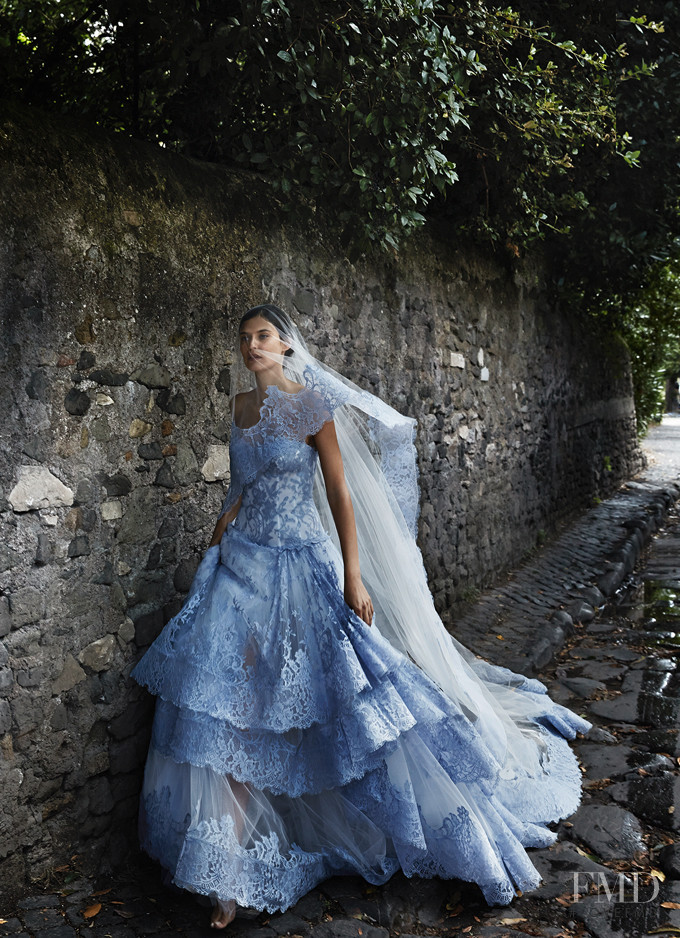 Bianca Balti featured in  the Alessandro Angelozzi Bridal Collection lookbook for Spring/Summer 2015