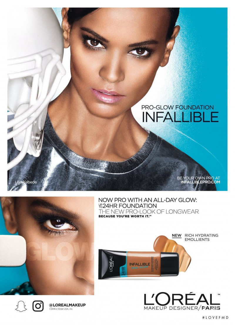 Liya Kebede featured in  the L\'Oreal Paris Infalliable Pro-Glow advertisement for Autumn/Winter 2016