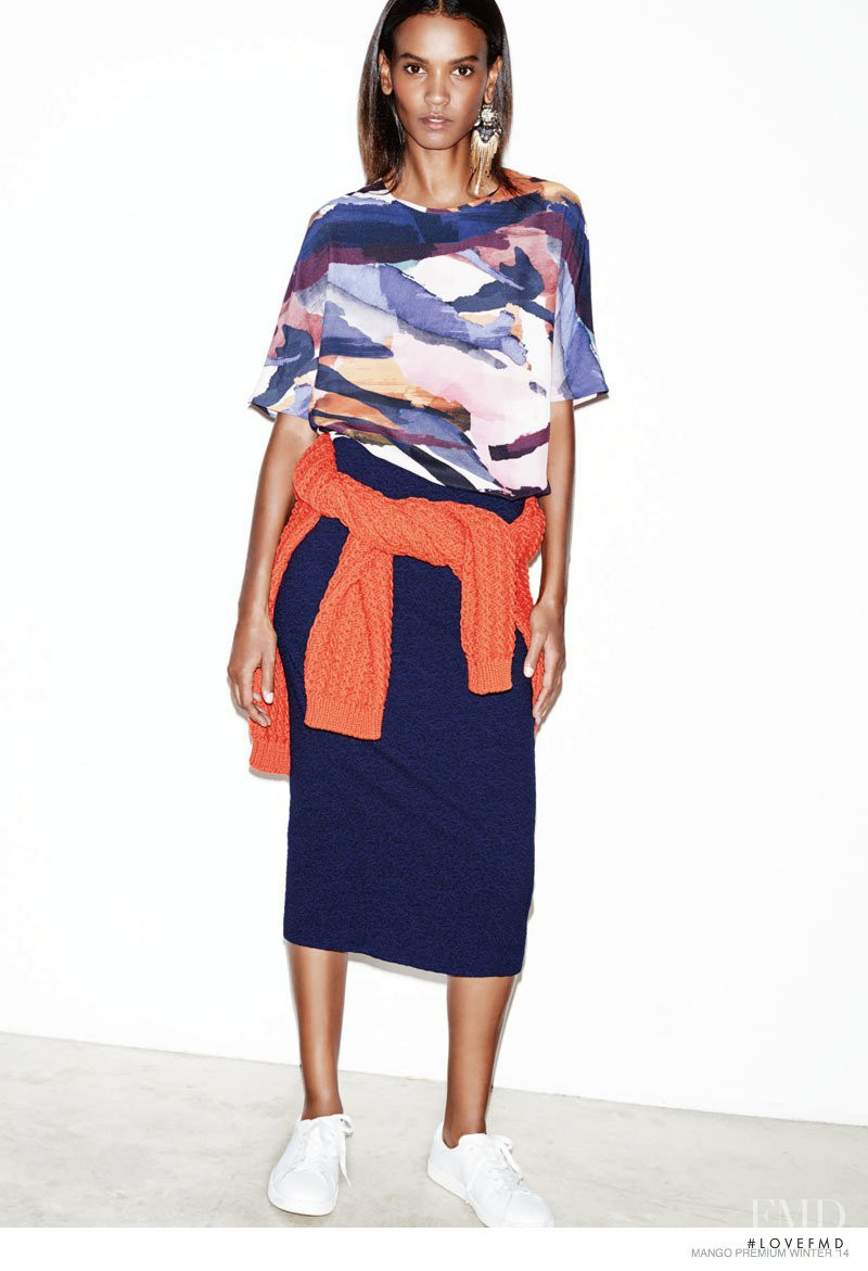 Liya Kebede featured in  the Mango Premium lookbook for Winter 2014