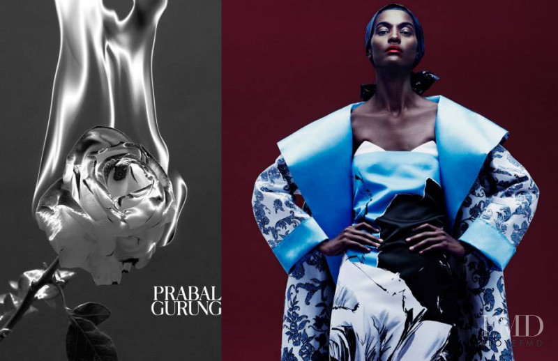 Liya Kebede featured in  the Prabal Gurung advertisement for Spring/Summer 2014