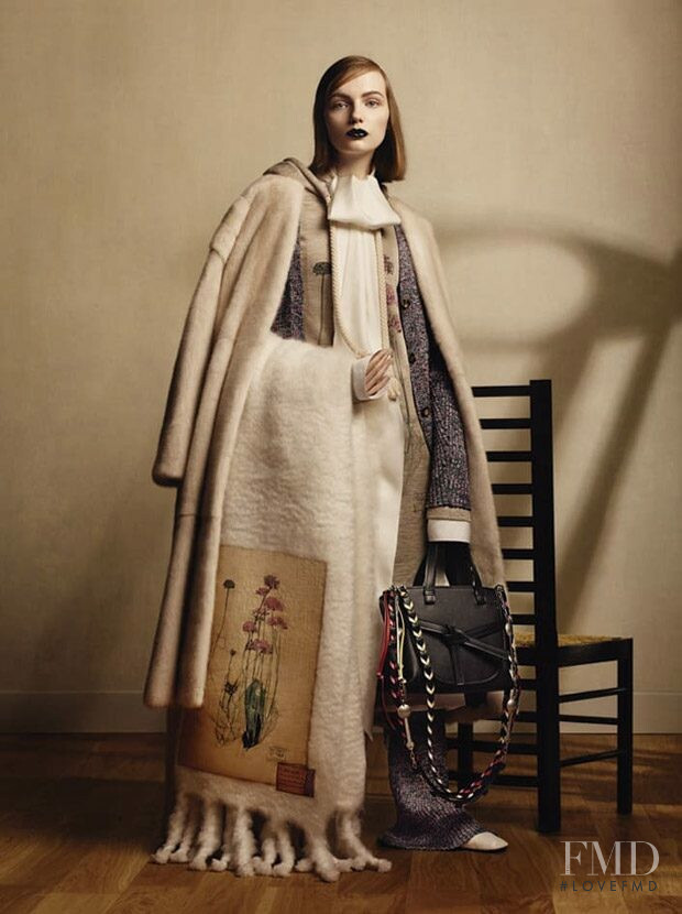 Fran Summers featured in  the Loewe x Charles Rennie Mackintosh Capsule Collection advertisement for Spring/Summer 2019