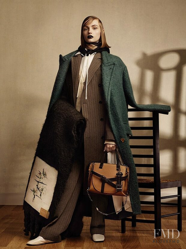 Fran Summers featured in  the Loewe x Charles Rennie Mackintosh Capsule Collection advertisement for Spring/Summer 2019