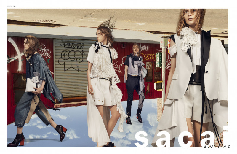Fran Summers featured in  the Sacai advertisement for Spring/Summer 2019