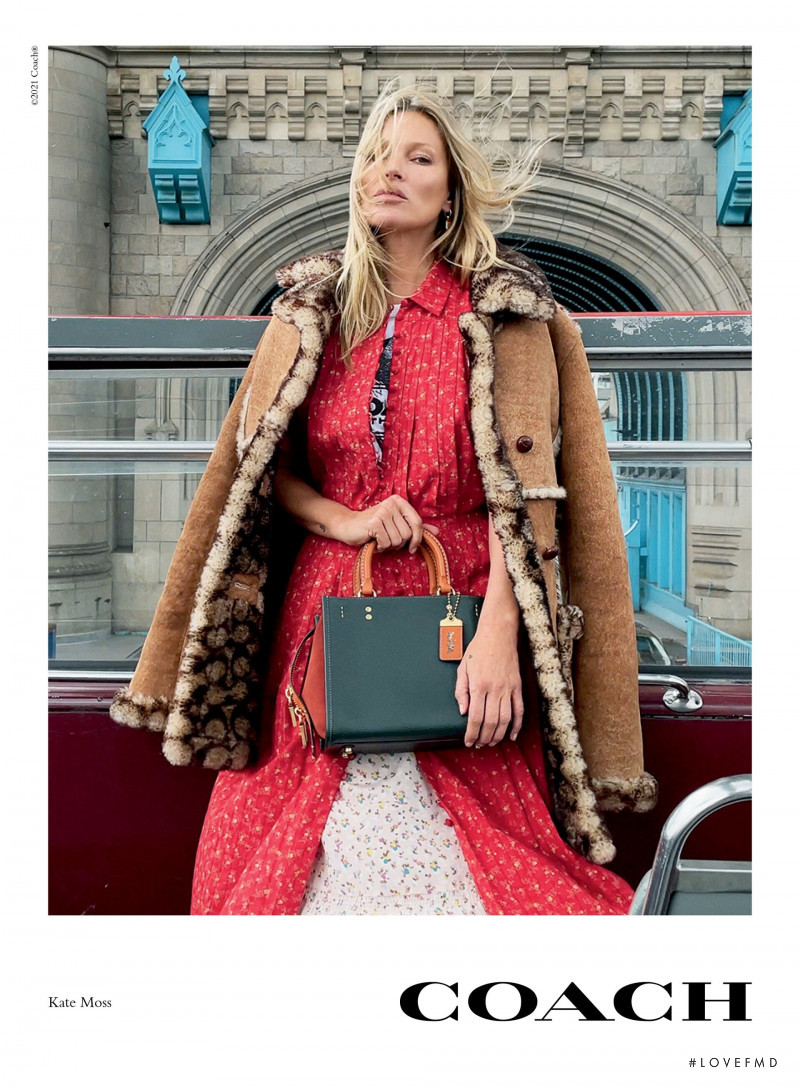 Kate Moss featured in  the Coach advertisement for Autumn/Winter 2021