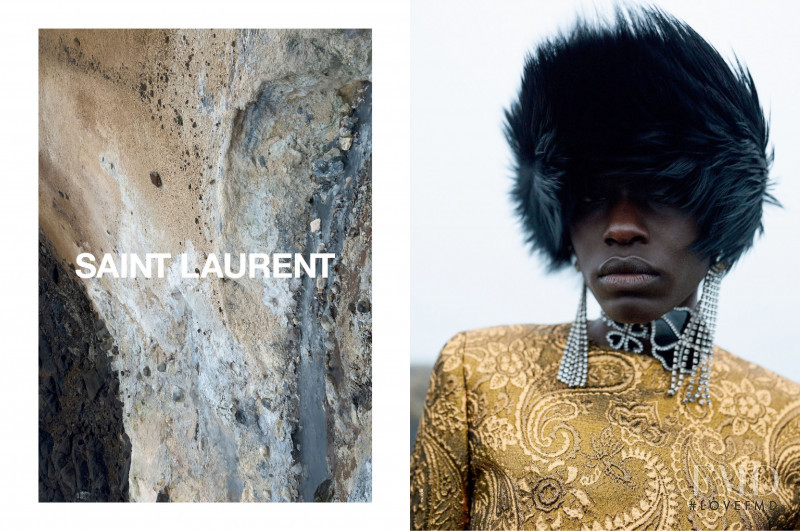 Blessing Orji featured in  the Saint Laurent advertisement for Winter 2021