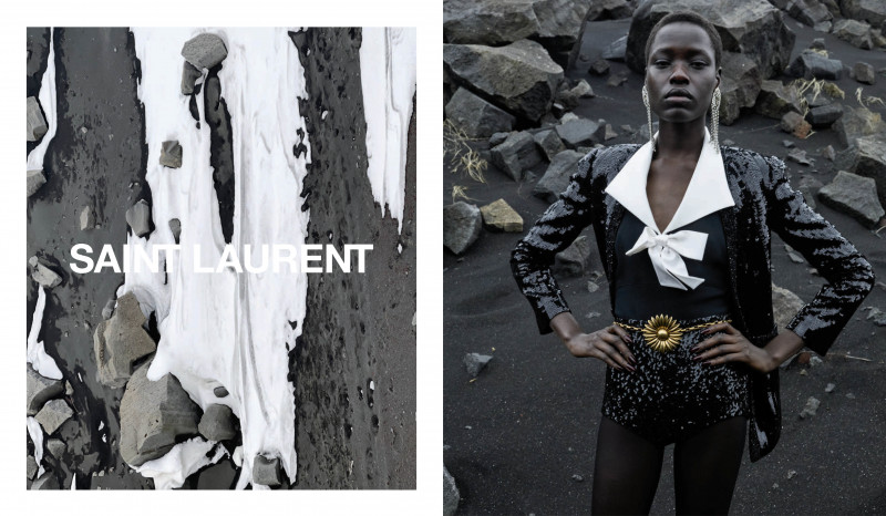 Awar Odhiang featured in  the Saint Laurent advertisement for Winter 2021