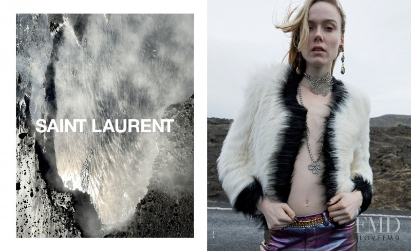 Kiki Willems featured in  the Saint Laurent advertisement for Winter 2021