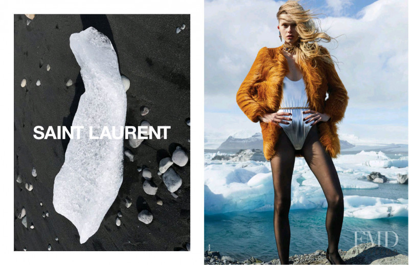 Evie Harris featured in  the Saint Laurent advertisement for Winter 2021