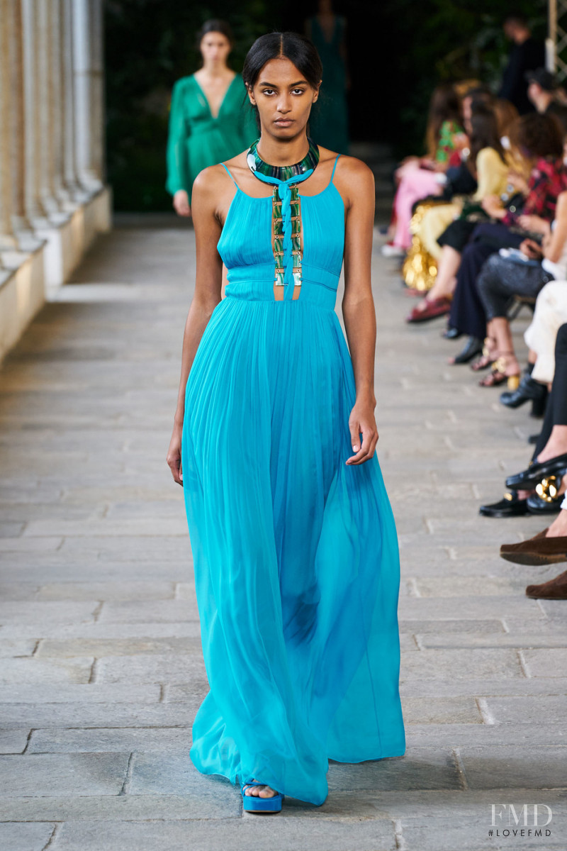 Sacha Quenby featured in  the Alberta Ferretti fashion show for Spring/Summer 2022