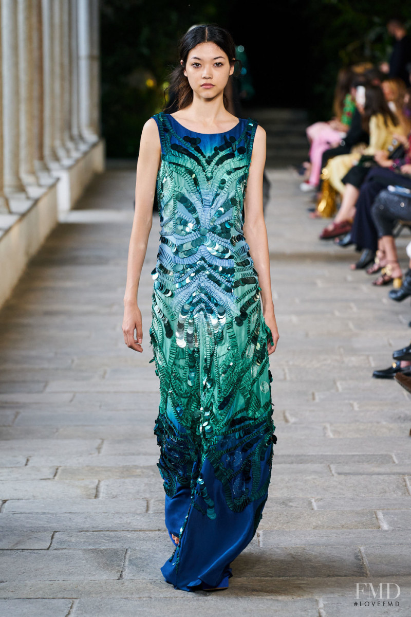 Mika Schneider featured in  the Alberta Ferretti fashion show for Spring/Summer 2022